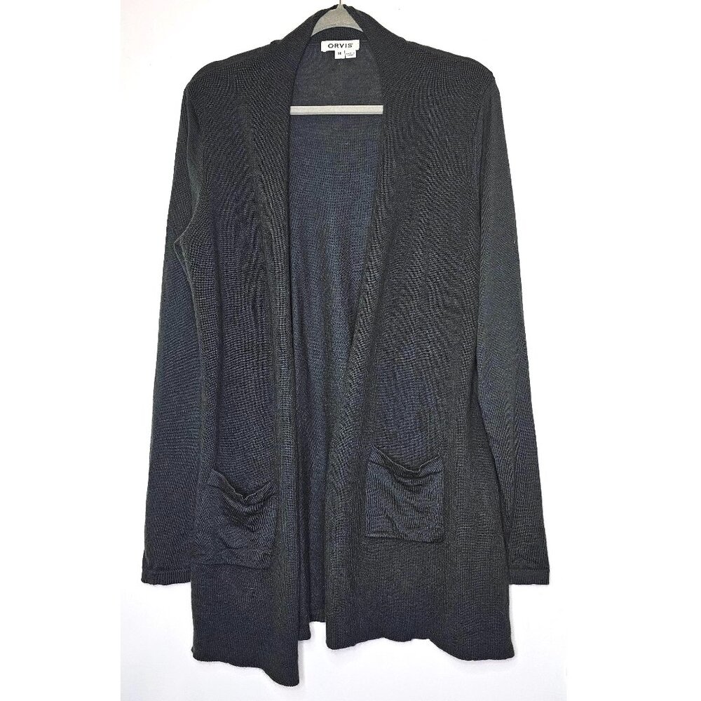 Orvis Lightweight 100% Merino Wool Cardigan Sweater M Dark Green